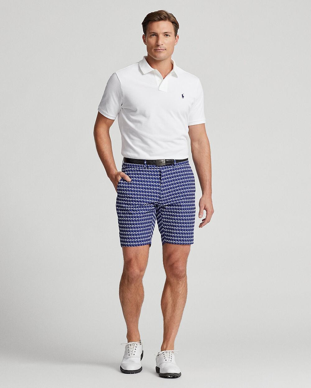 NWT RLX Ralph Lauren Tailored Fit Stretch Poplin Navy Golf Shorts Mens Size 34